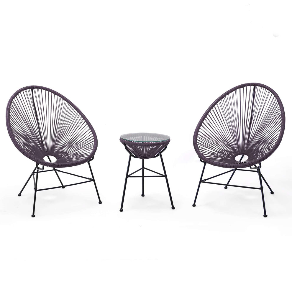 LeisureMod Montara 3 Piece Outdoor Lounge Patio Chair With Glass Top Table | Outdoor Chairs | Modishstore - 46