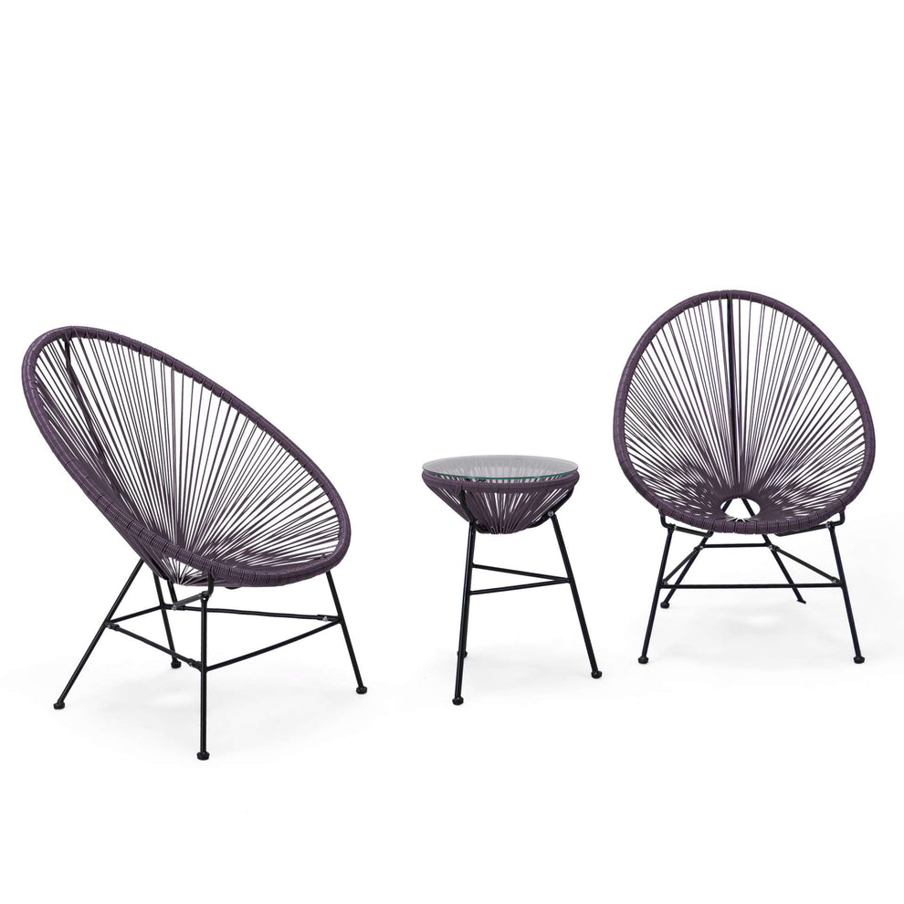 LeisureMod Montara 3 Piece Outdoor Lounge Patio Chair With Glass Top Table | Outdoor Chairs | Modishstore - 60