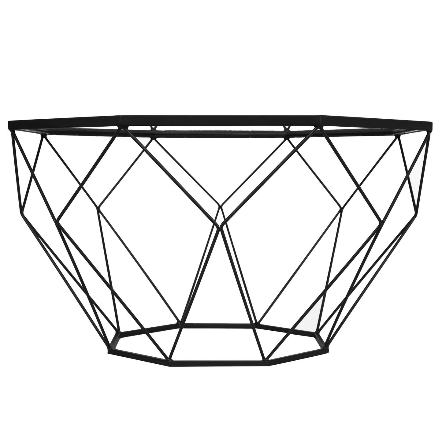 LeisureMod Malibu Large Modern Octagon Glass Top Coffee Table With Geometric Base | Coffee Tables | Modishstore - 6