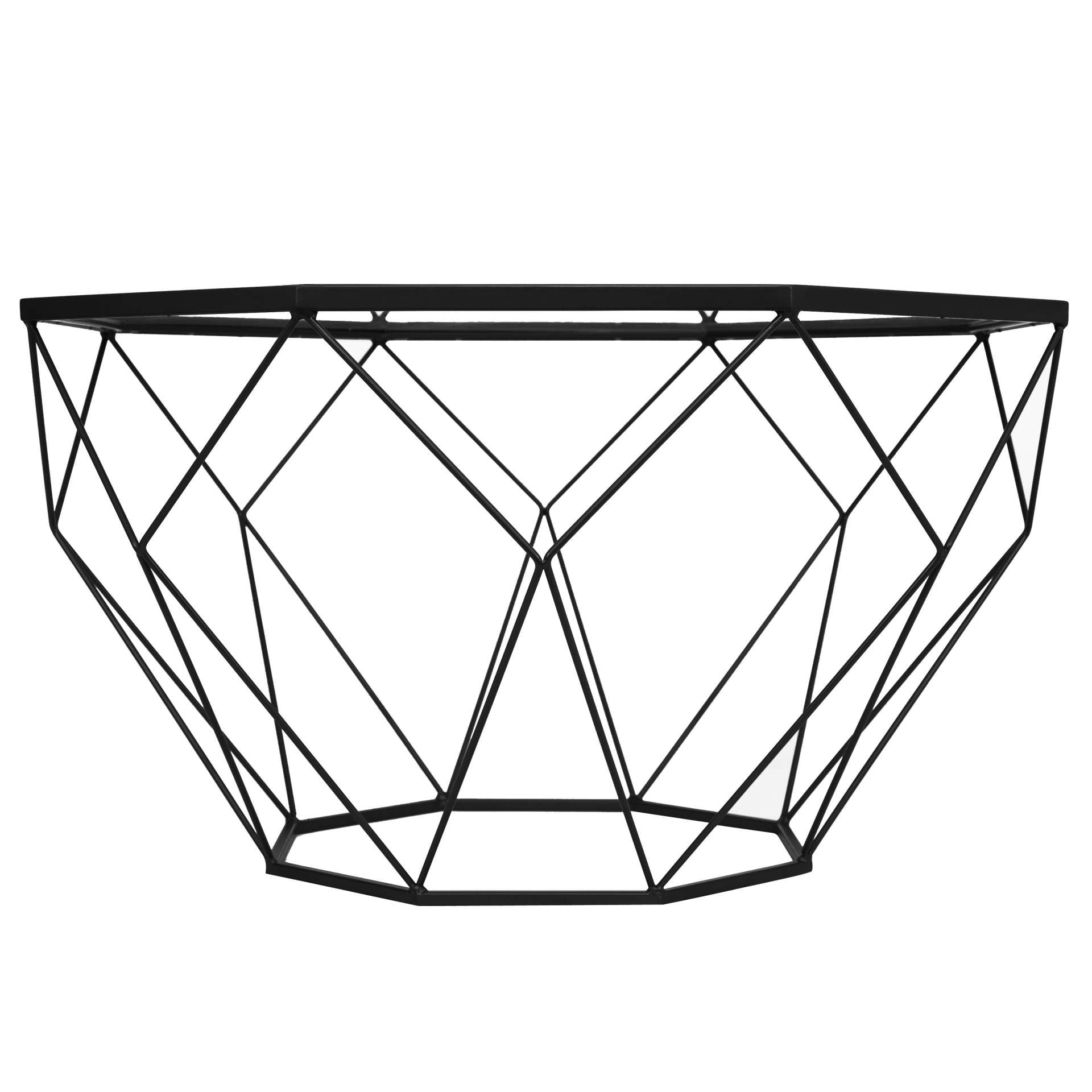 LeisureMod Malibu Large Modern Octagon Glass Top Coffee Table With Geometric Base | Coffee Tables | Modishstore - 6
