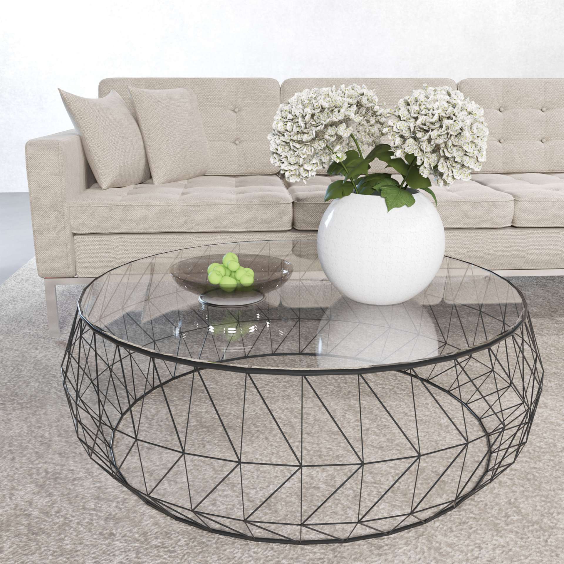 LeisureMod Malibu Modern Round Glass Top Coffee Table With Metal Base | Coffee Tables | Modishstore - 8