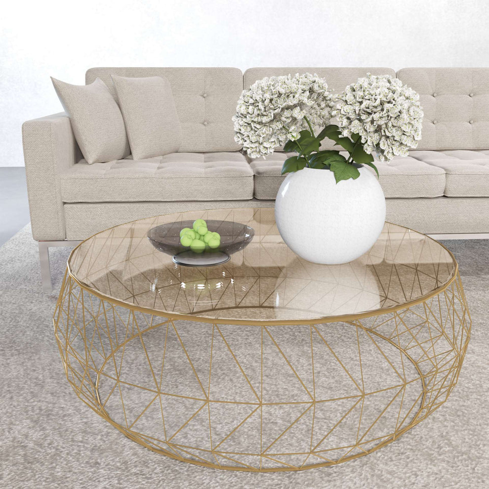 LeisureMod Malibu Modern Round Glass Top Coffee Table With Metal Base | Coffee Tables | Modishstore - 15