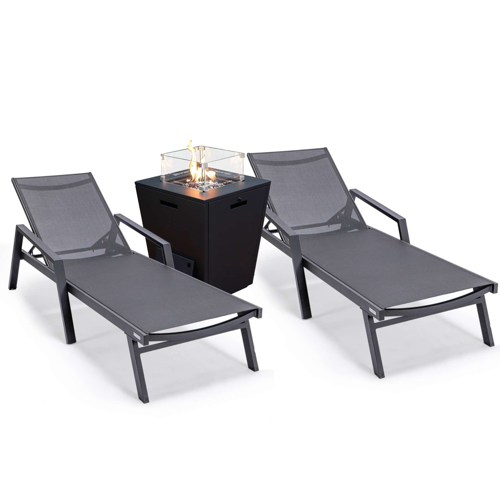 LeisureMod Marlin Modern Aluminum Outdoor Patio Chaise Lounge Chair With Arms Set of 2 - MLABLCF21-77BL2 | Outdoor Chaise Lounges | Modishstore - 2