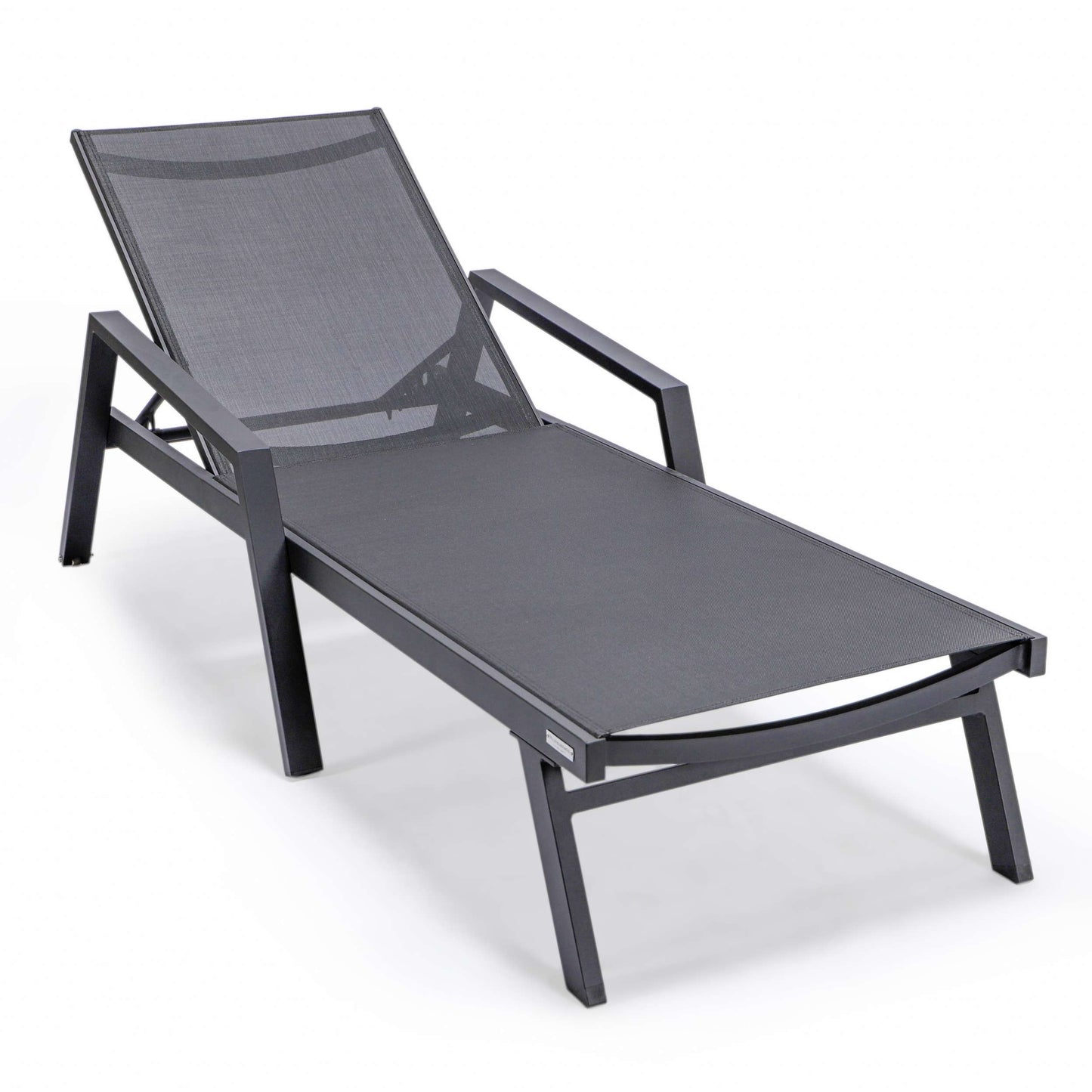 LeisureMod Marlin Modern Aluminum Outdoor Patio Chaise Lounge Chair With Arms Set of 2 - MLABLCF21-77BL2 | Outdoor Chaise Lounges | Modishstore - 8