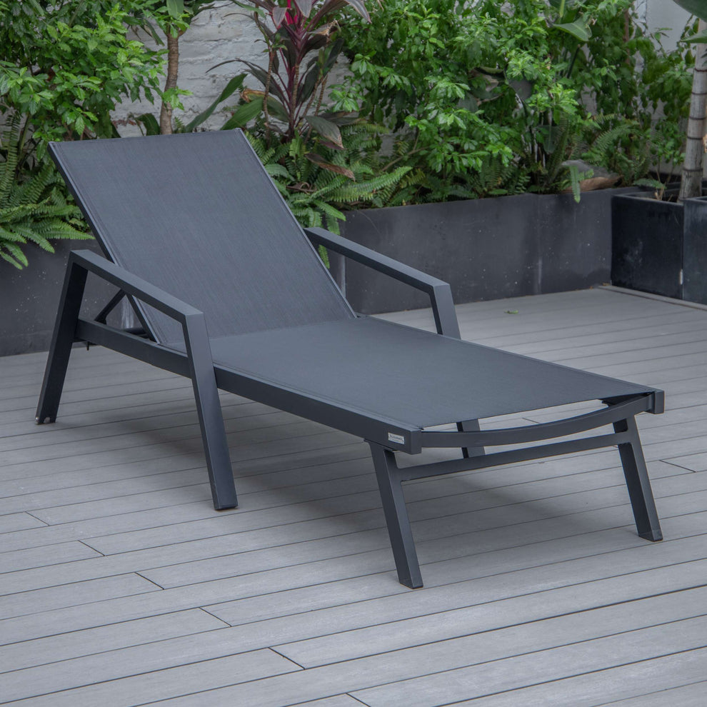 LeisureMod Marlin Modern Aluminum Outdoor Patio Chaise Lounge Chair With Arms Set of 2 - MLABLCF21-77BL2 | Outdoor Chaise Lounges | Modishstore - 12