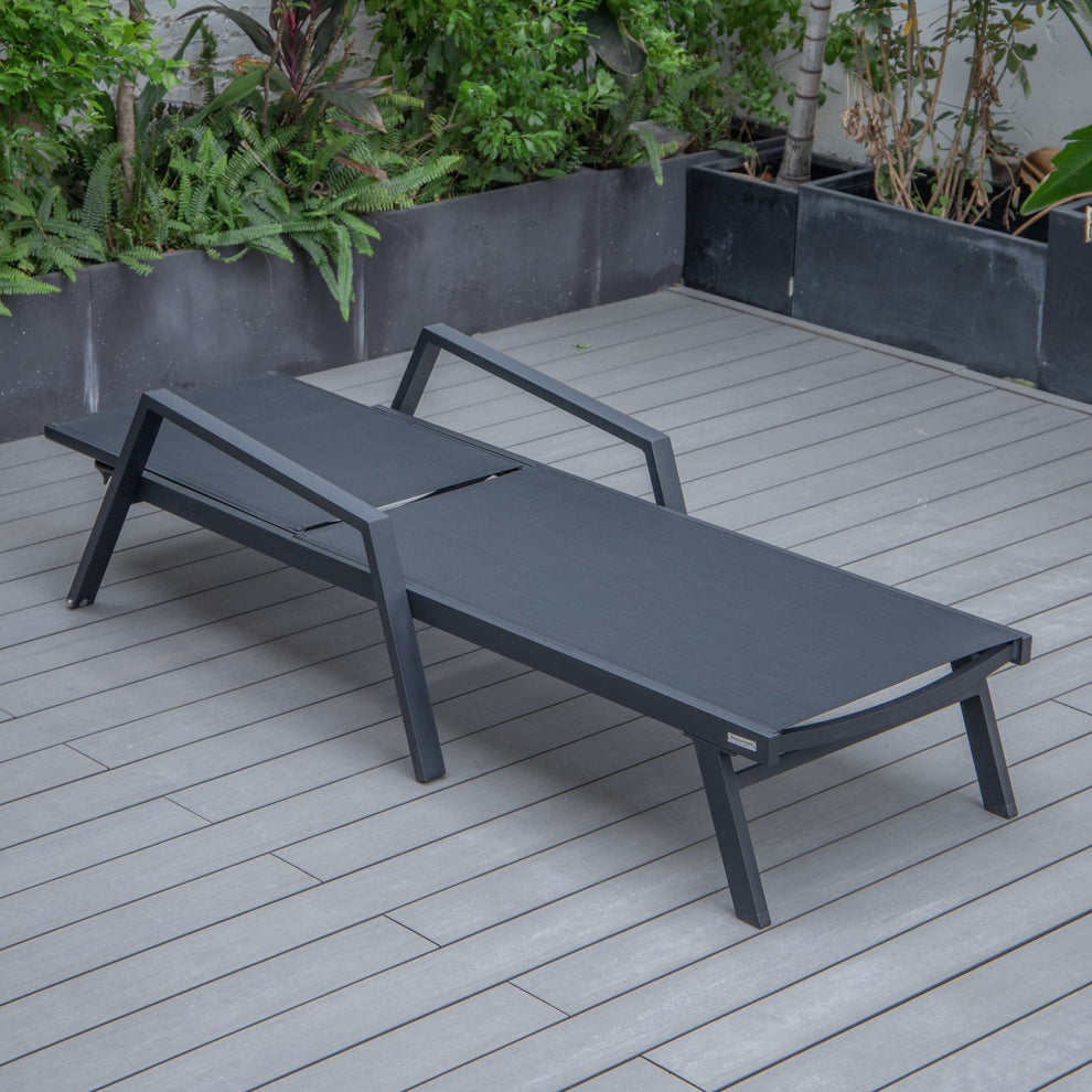 LeisureMod Marlin Modern Aluminum Outdoor Patio Chaise Lounge Chair With Arms Set of 2 - MLABLCF21-77BL2 | Outdoor Chaise Lounges | Modishstore - 10