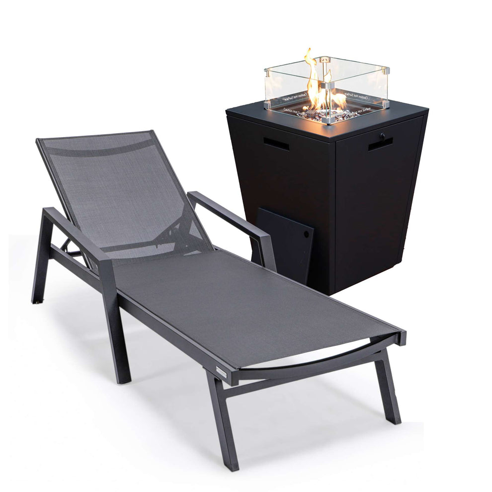 LeisureMod Marlin Modern Black Aluminum Outdoor Patio Chaise Lounge Chair - MLABLCF21-77BL | Outdoor Chaise Lounges | Modishstore - 2