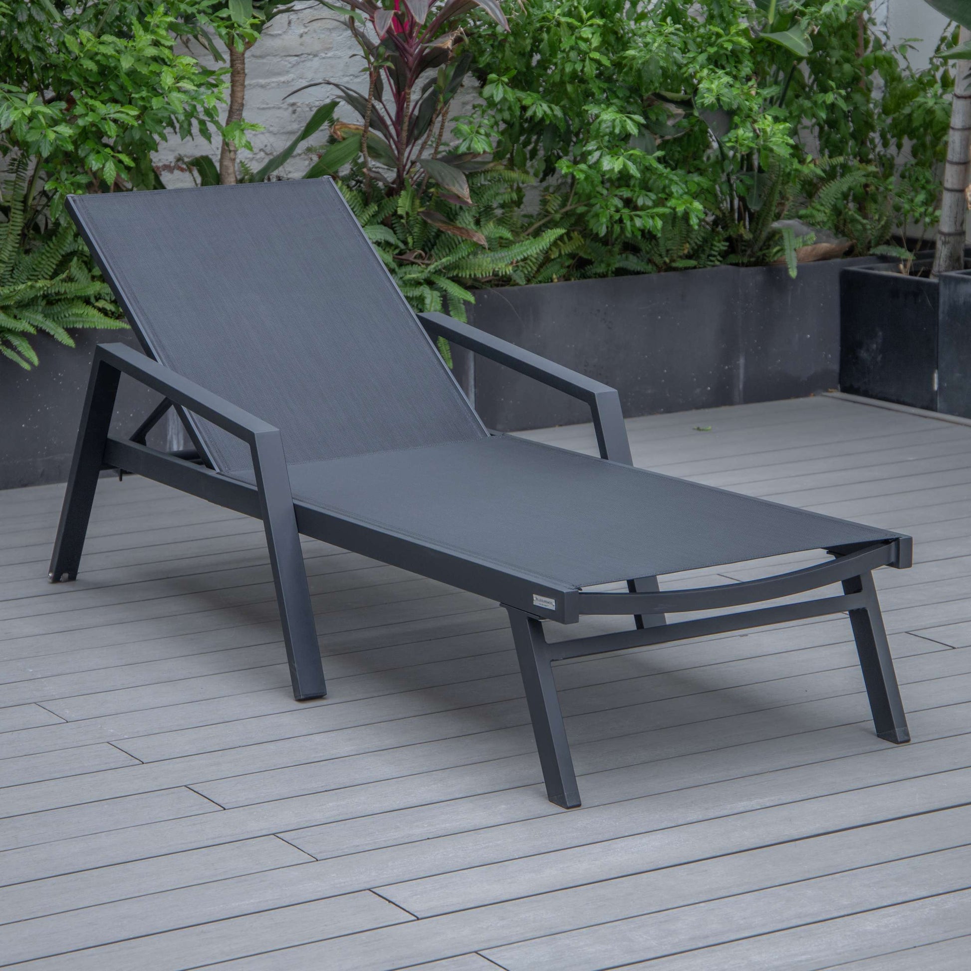 LeisureMod Marlin Modern Black Aluminum Outdoor Patio Chaise Lounge Chair - MLABLCF21-77BL | Outdoor Chaise Lounges | Modishstore - 10