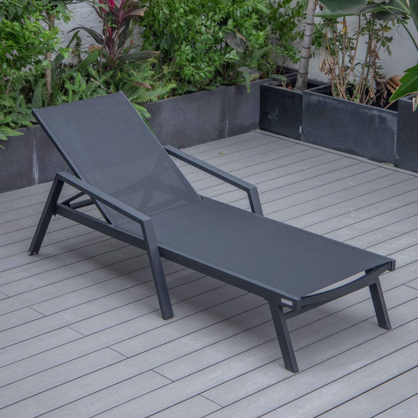 LeisureMod Marlin Modern Black Aluminum Outdoor Patio Chaise Lounge Chair - MLABLCF21-77BL | Outdoor Chaise Lounges | Modishstore - 8
