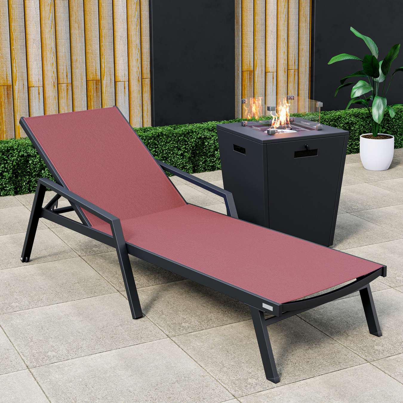 LeisureMod Marlin Modern Black Aluminum Outdoor Patio Chaise Lounge Chair - MLABLCF21-77BL | Outdoor Chaise Lounges | Modishstore - 24