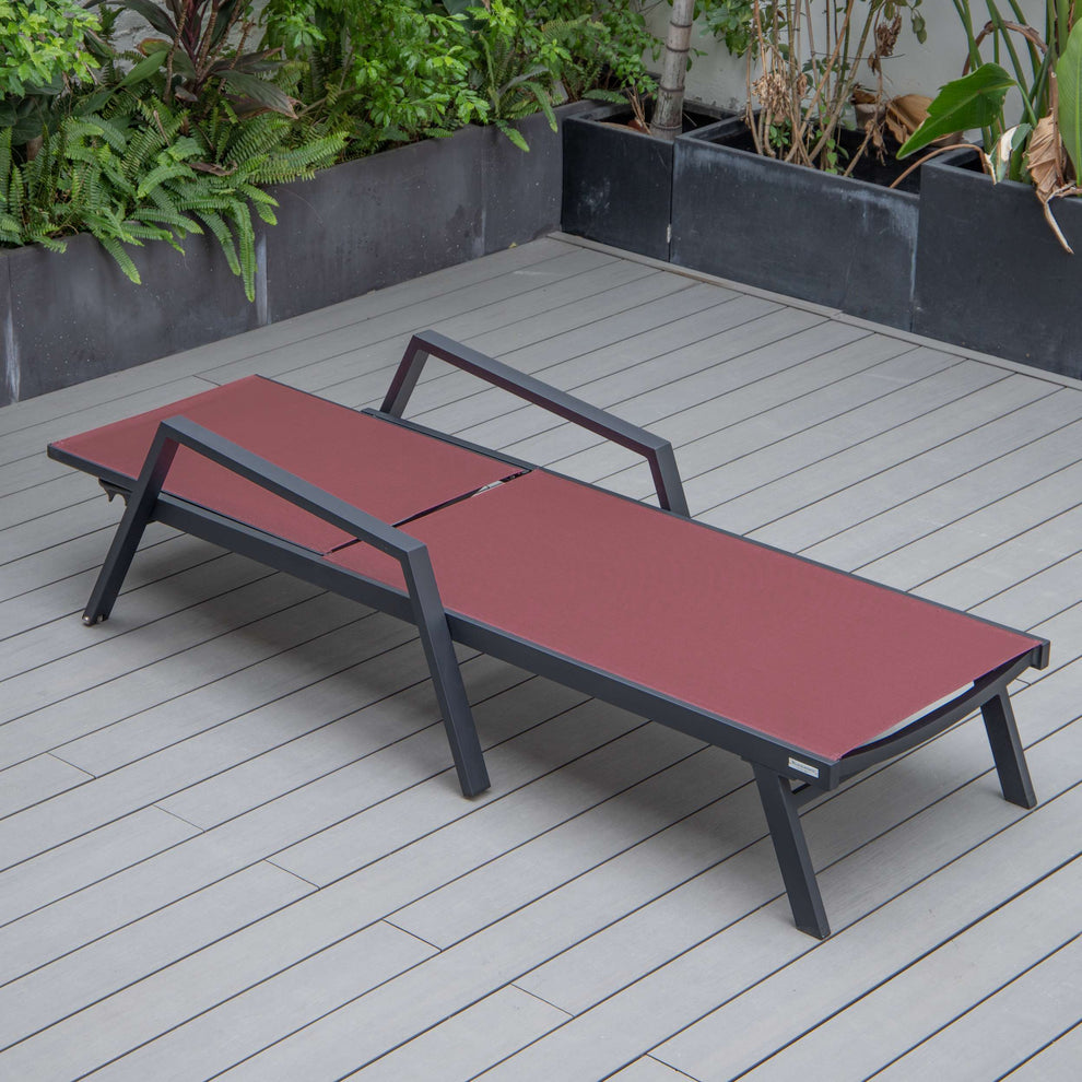 LeisureMod Marlin Modern Black Aluminum Outdoor Patio Chaise Lounge Chair - MLABLCF21-77BL | Outdoor Chaise Lounges | Modishstore - 36