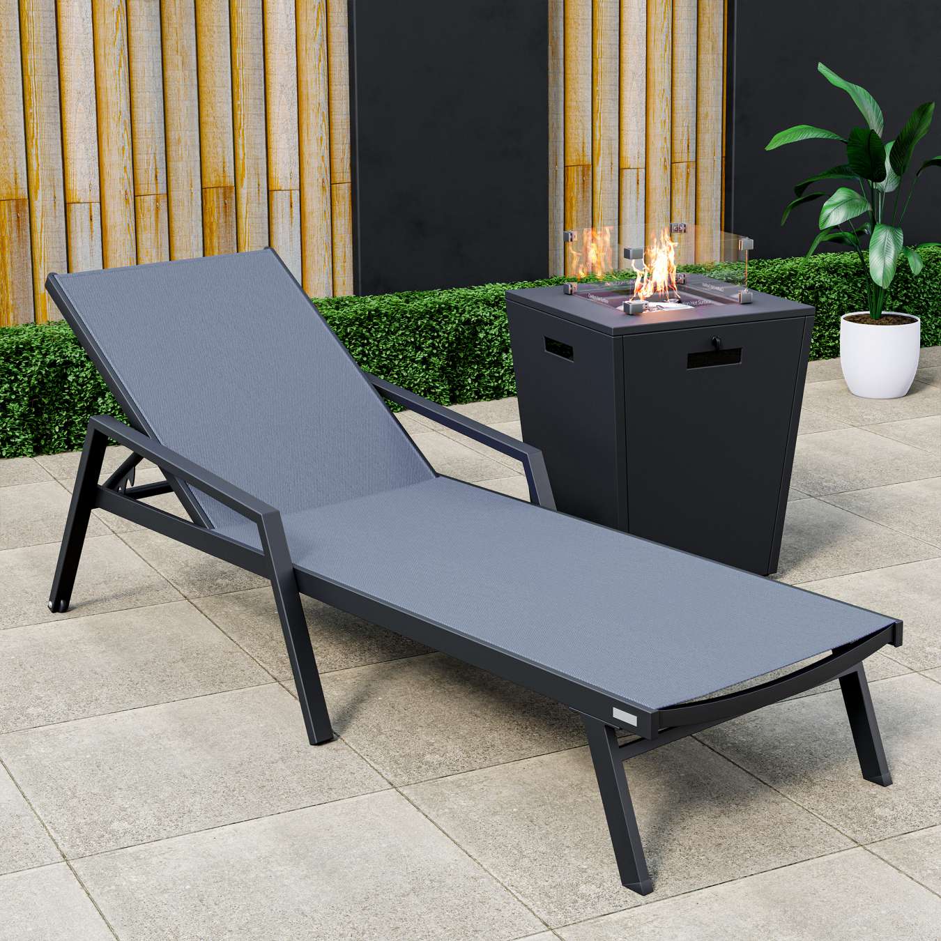LeisureMod Marlin Modern Black Aluminum Outdoor Patio Chaise Lounge Chair - MLABLCF21-77BL | Outdoor Chaise Lounges | Modishstore - 47