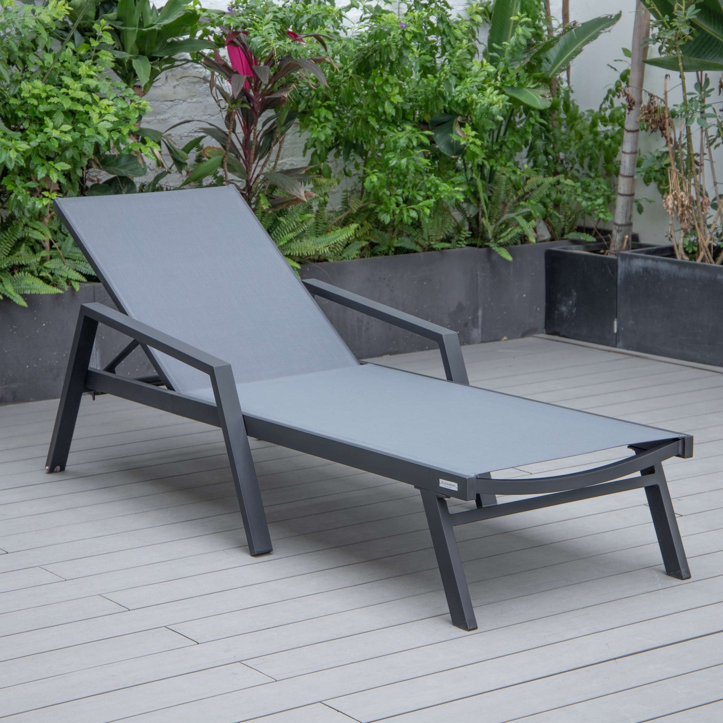 LeisureMod Marlin Modern Black Aluminum Outdoor Patio Chaise Lounge Chair - MLABLCF21-77BL | Outdoor Chaise Lounges | Modishstore - 59