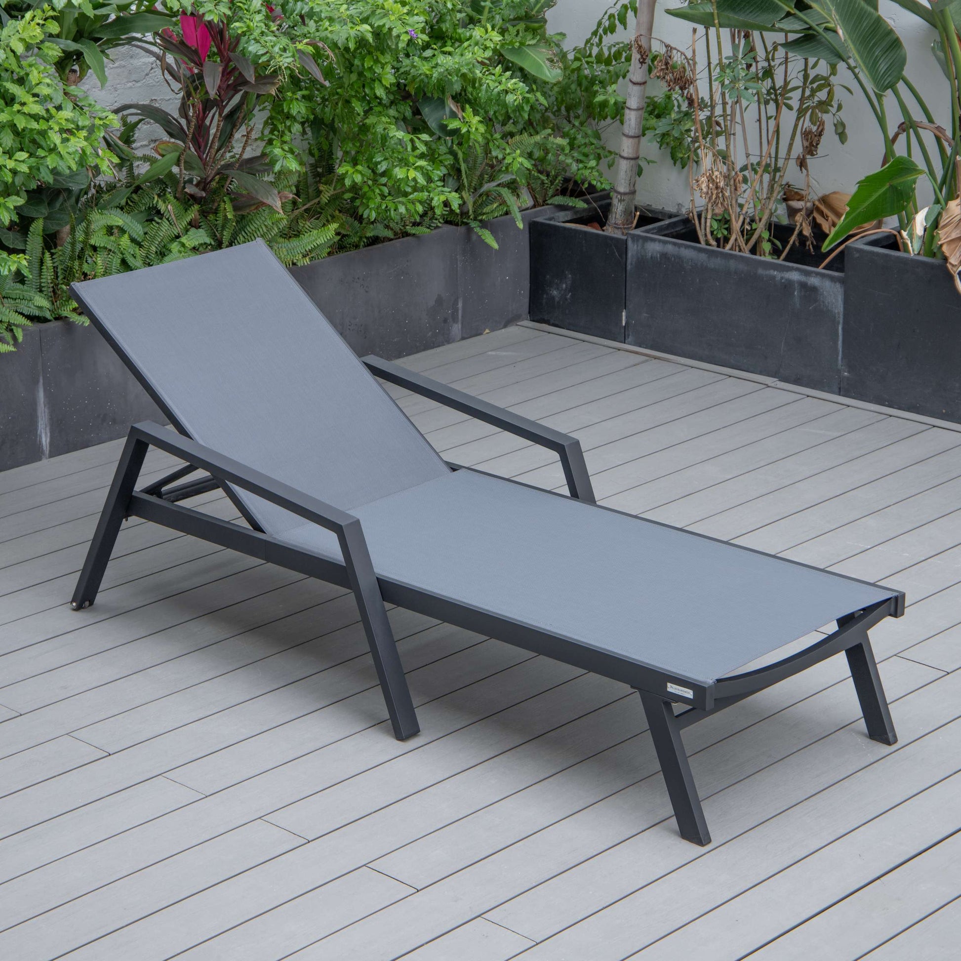 LeisureMod Marlin Modern Black Aluminum Outdoor Patio Chaise Lounge Chair - MLABLCF21-77BL | Outdoor Chaise Lounges | Modishstore - 58