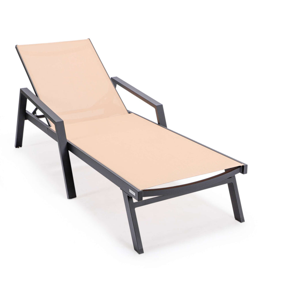 LeisureMod Marlin Patio Chaise Lounge Chair With Armrests in Black Aluminum Frame, Set of 2 | Outdoor Chaise Lounges | Modishstore - 56