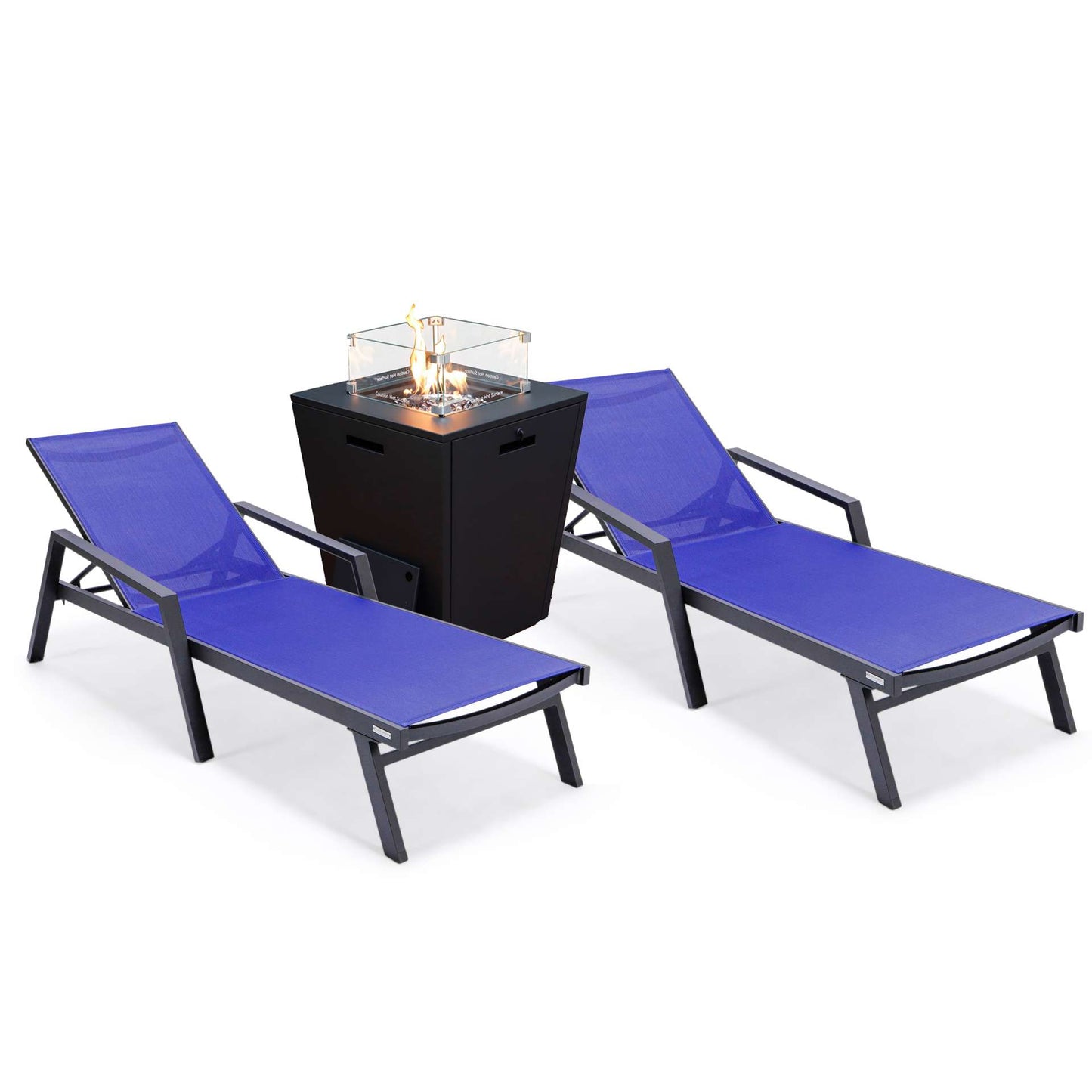 LeisureMod Marlin Modern Aluminum Outdoor Patio Chaise Lounge Chair With Arms Set of 2 - MLABLCF21-77BL2 | Outdoor Chaise Lounges | Modishstore - 73
