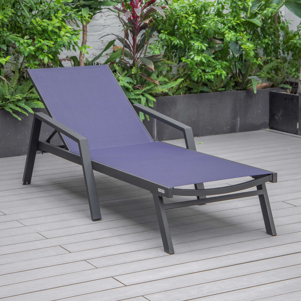 LeisureMod Marlin Modern Aluminum Outdoor Patio Chaise Lounge Chair With Arms Set of 2 - MLABLCF21-77BL2 | Outdoor Chaise Lounges | Modishstore - 77
