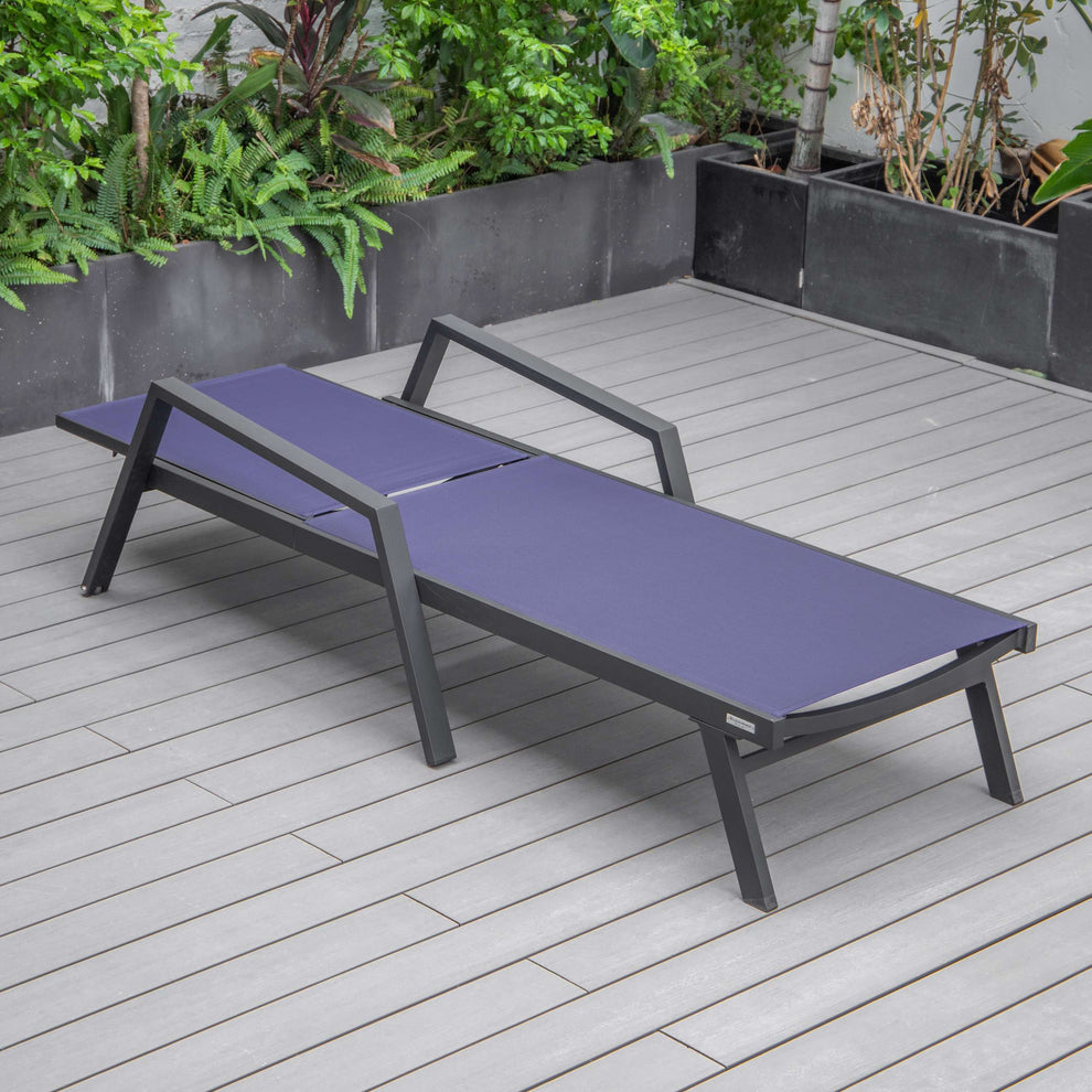 LeisureMod Marlin Modern Aluminum Outdoor Patio Chaise Lounge Chair With Arms Set of 2 - MLABLCF21-77BL2 | Outdoor Chaise Lounges | Modishstore - 76