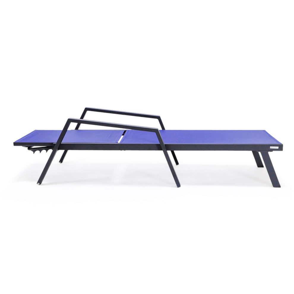 LeisureMod Marlin Patio Chaise Lounge Chair With Armrests in Black Aluminum Frame, Set of 2 | Outdoor Chaise Lounges | Modishstore - 85