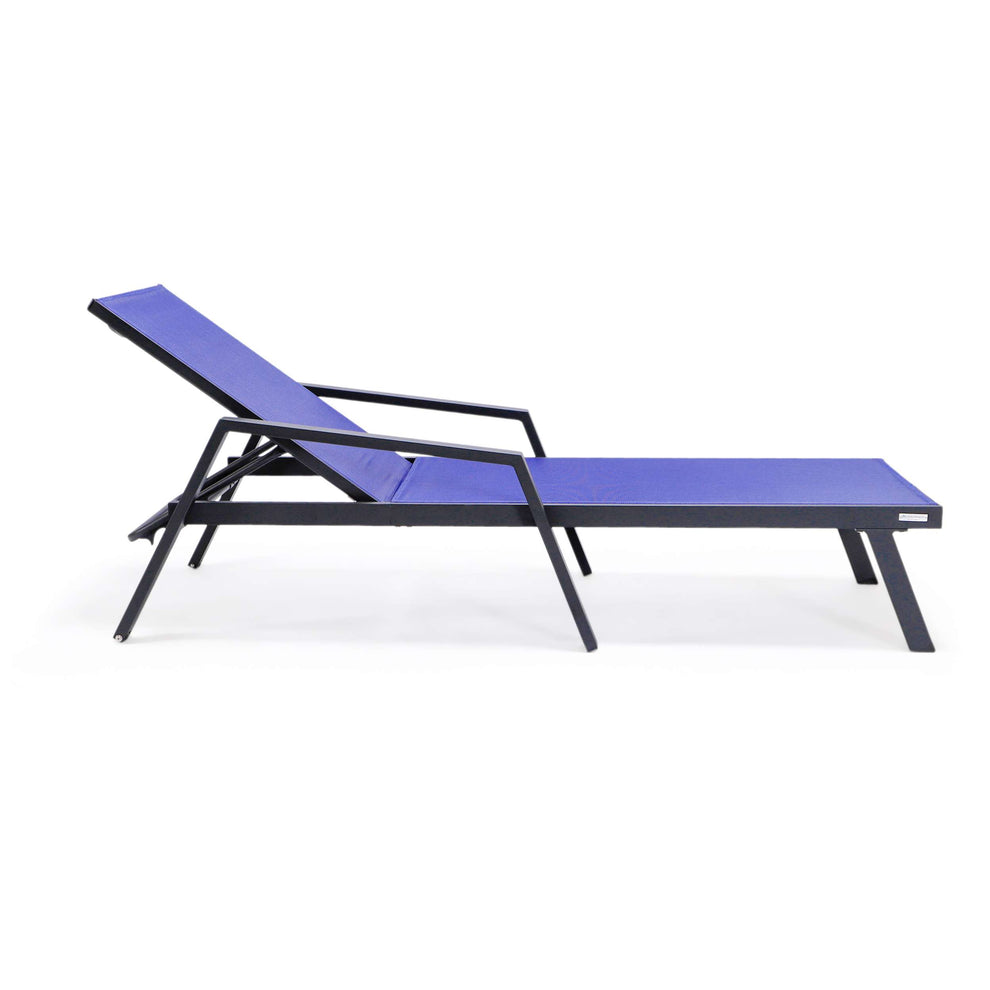 LeisureMod Marlin Patio Chaise Lounge Chair With Armrests in Black Aluminum Frame, Set of 2 | Outdoor Chaise Lounges | Modishstore - 87