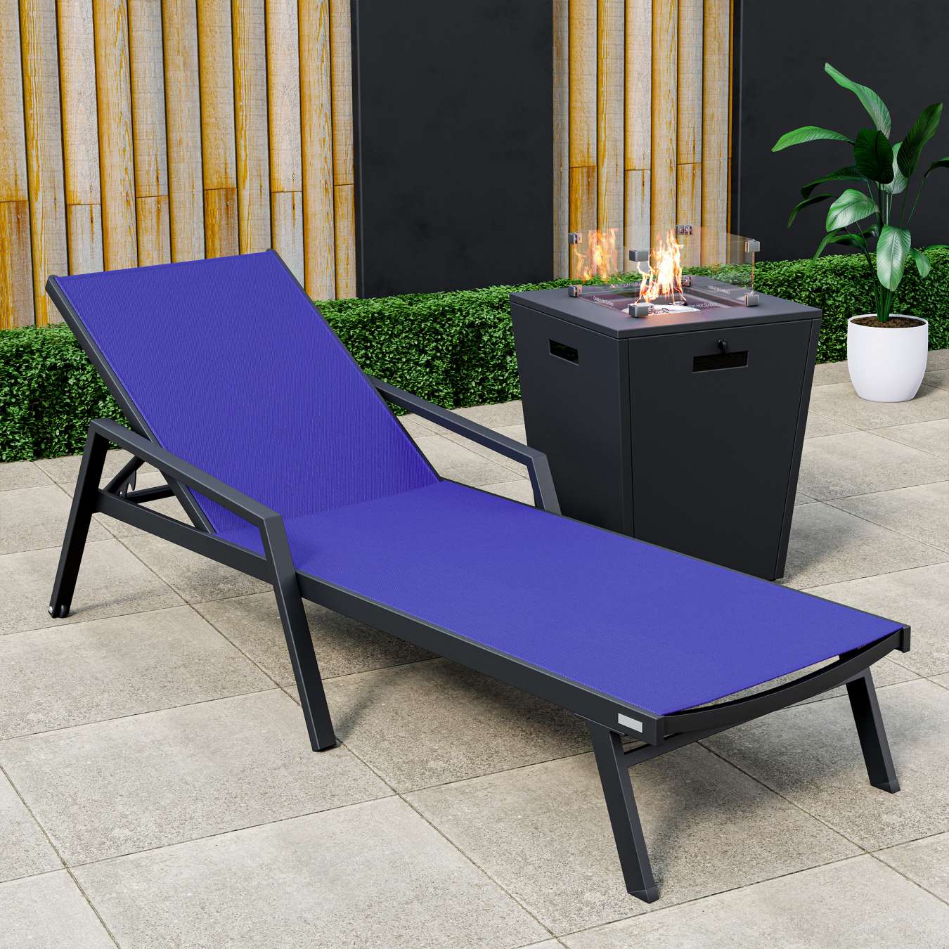 LeisureMod Marlin Modern Black Aluminum Outdoor Patio Chaise Lounge Chair - MLABLCF21-77BL | Outdoor Chaise Lounges | Modishstore - 93