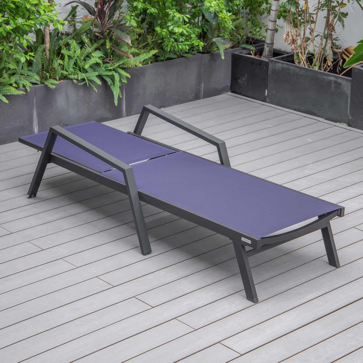 LeisureMod Marlin Modern Black Aluminum Outdoor Patio Chaise Lounge Chair - MLABLCF21-77BL | Outdoor Chaise Lounges | Modishstore - 97