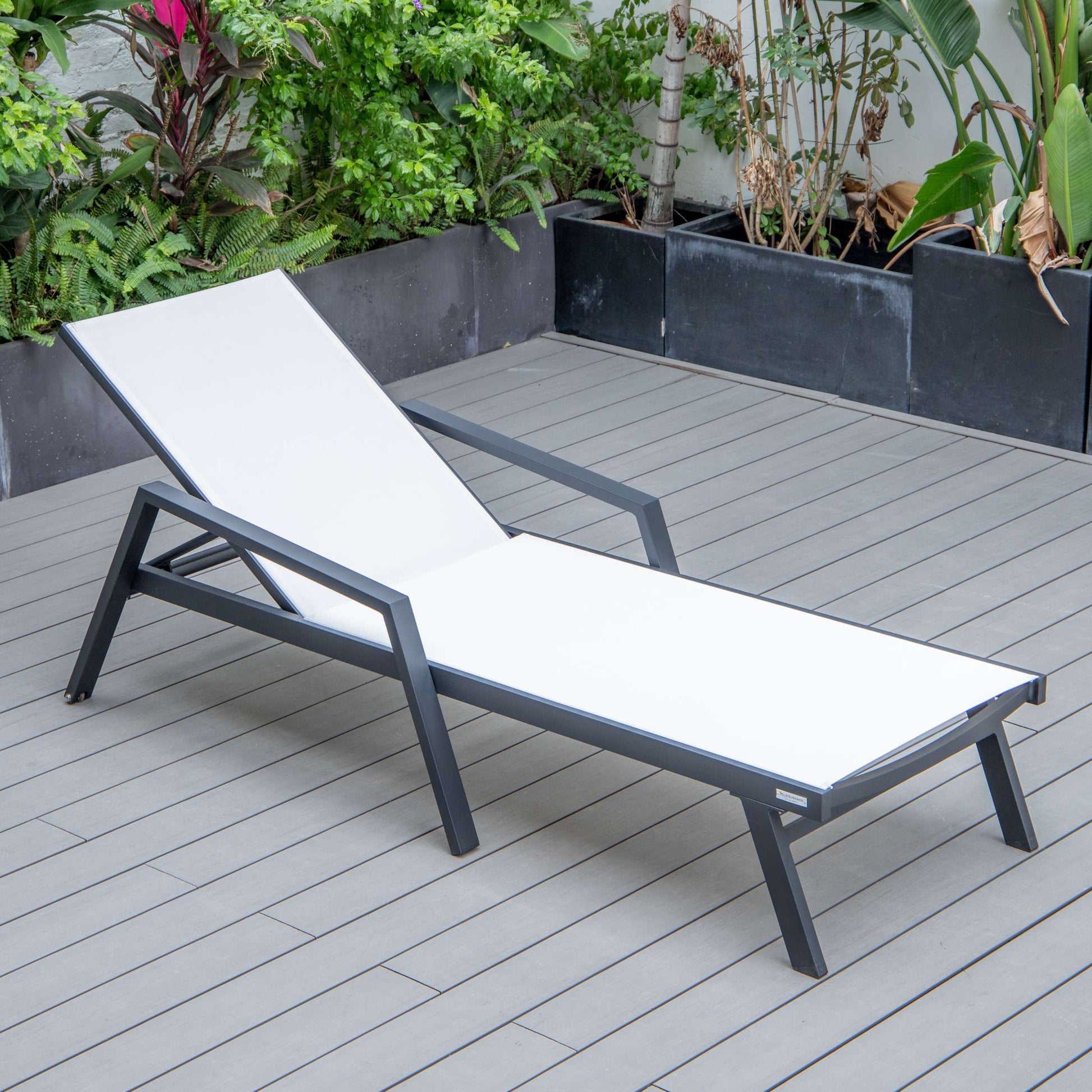 LeisureMod Marlin Modern Aluminum Outdoor Patio Chaise Lounge Chair With Arms Set of 2 - MLABLCF21-77BL2 | Outdoor Chaise Lounges | Modishstore - 106