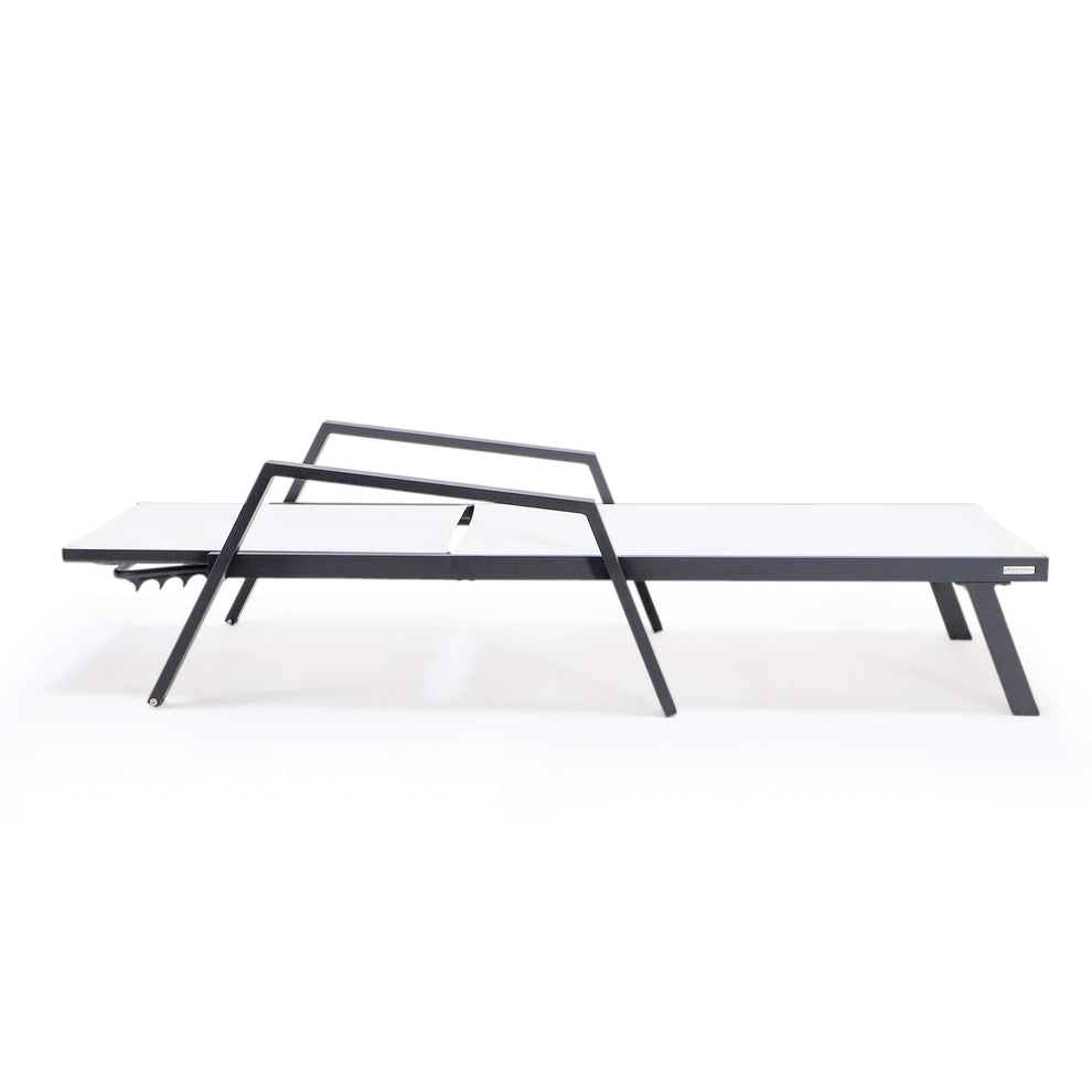 LeisureMod Marlin Modern Aluminum Outdoor Patio Chaise Lounge Chair With Arms Set of 2 - MLABLCF21-77BL2 | Outdoor Chaise Lounges | Modishstore - 100