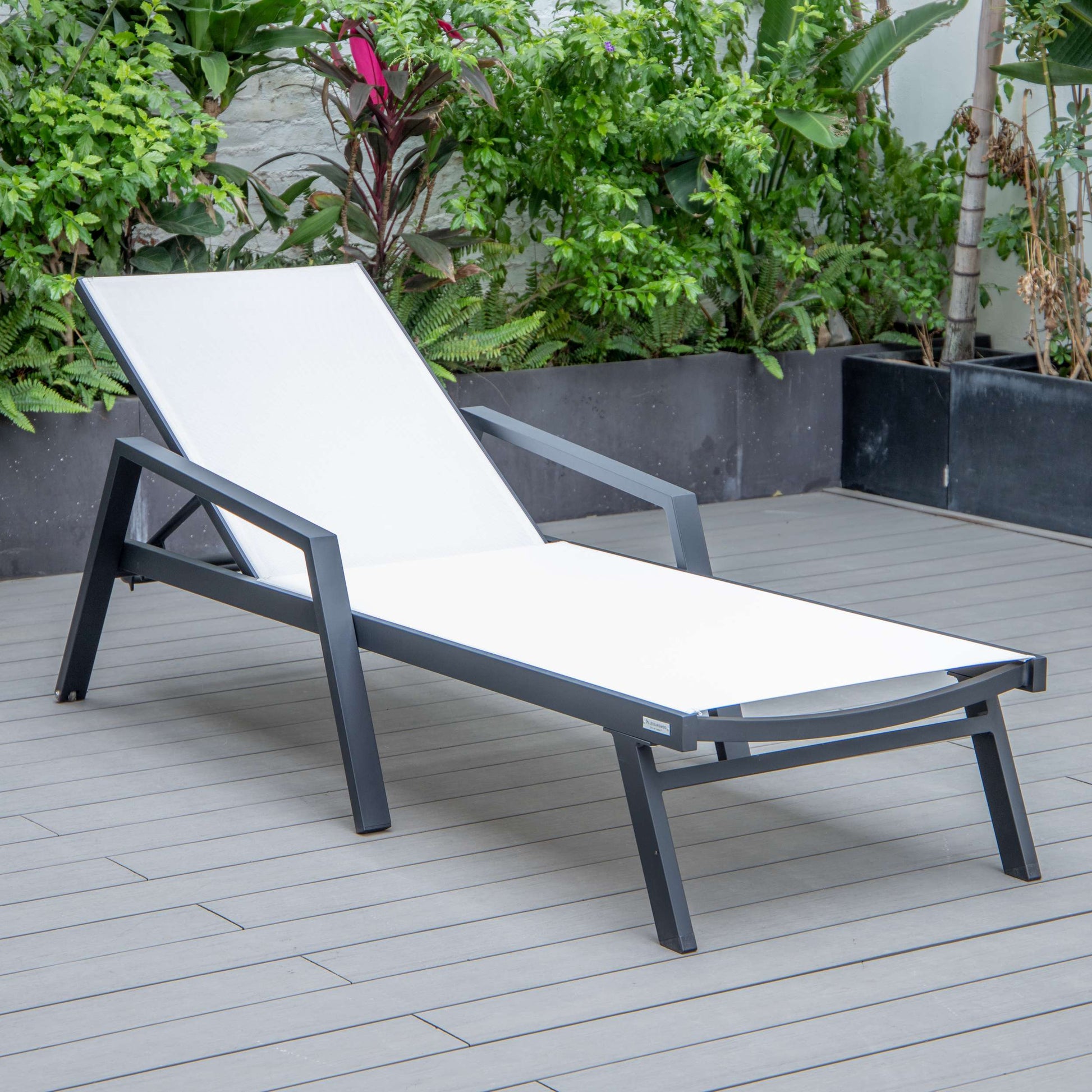 LeisureMod Marlin Modern Black Aluminum Outdoor Patio Chaise Lounge Chair - MLABLCF21-77BL | Outdoor Chaise Lounges | Modishstore - 129