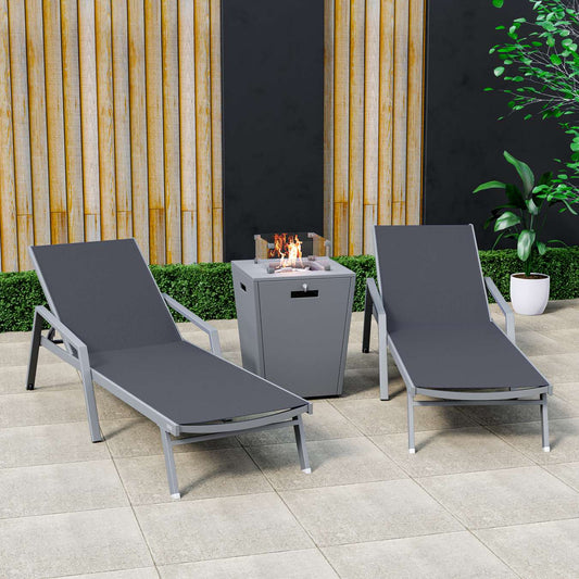 LeisureMod Marlin Modern Aluminum Outdoor Patio Chaise Lounge Chair With Arms Set of 2 - MLAGRCF21-77BL2 | Outdoor Chaise Lounges | Modishstore