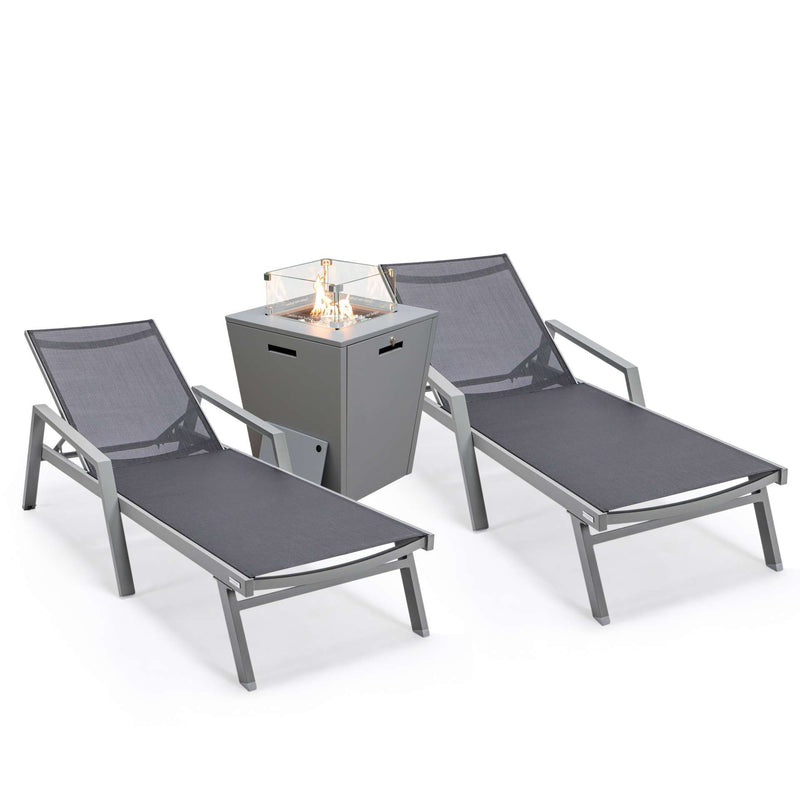 LeisureMod Marlin Modern Aluminum Outdoor Patio Chaise Lounge Chair With Arms Set of 2 - MLAGRCF21-77BL2 | Outdoor Chaise Lounges | Modishstore - 2