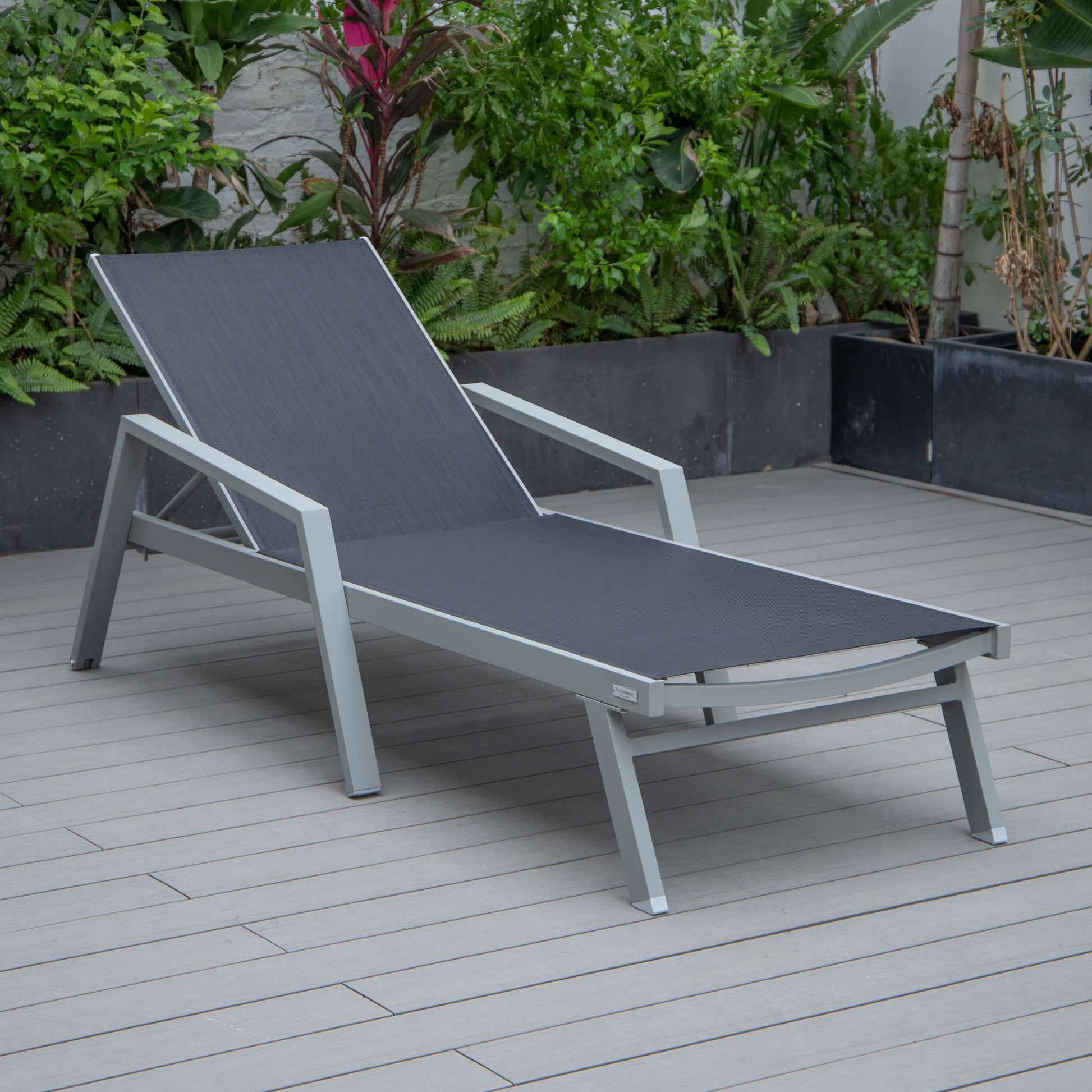 LeisureMod Marlin Modern Grey Aluminum Outdoor Patio Chaise Lounge Chair - MLAGRCF21-77BL | Outdoor Chaise Lounges | Modishstore - 14
