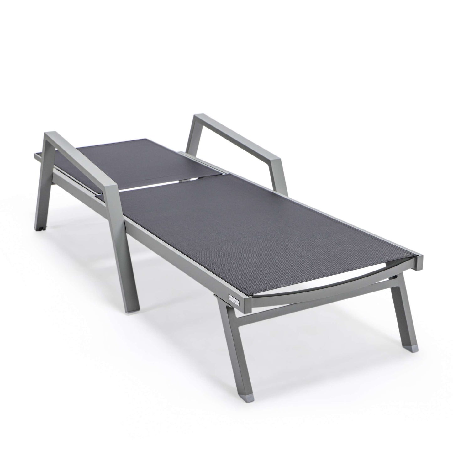 LeisureMod Marlin Modern Grey Aluminum Outdoor Patio Chaise Lounge Chair - MLAGRCF21-77BL | Outdoor Chaise Lounges | Modishstore - 5