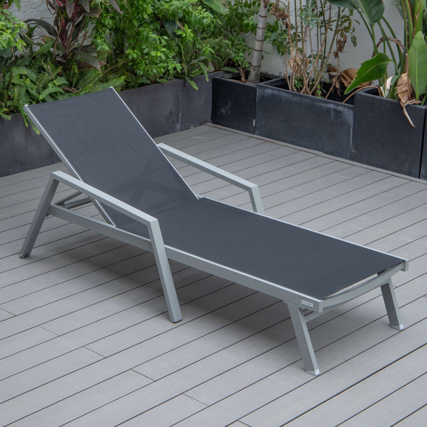 LeisureMod Marlin Modern Grey Aluminum Outdoor Patio Chaise Lounge Chair - MLAGRCF21-77BL | Outdoor Chaise Lounges | Modishstore - 12