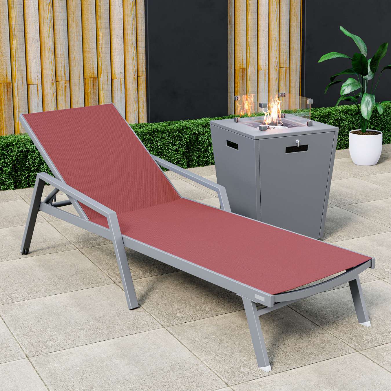 LeisureMod Marlin Modern Grey Aluminum Outdoor Patio Chaise Lounge Chair - MLAGRCF21-77BL | Outdoor Chaise Lounges | Modishstore - 24