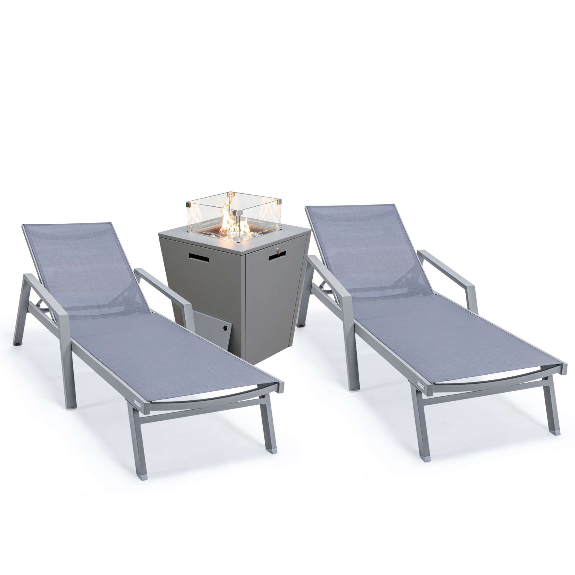 LeisureMod Marlin Modern Aluminum Outdoor Patio Chaise Lounge Chair With Arms Set of 2 - MLAGRCF21-77BL2 | Outdoor Chaise Lounges | Modishstore - 48
