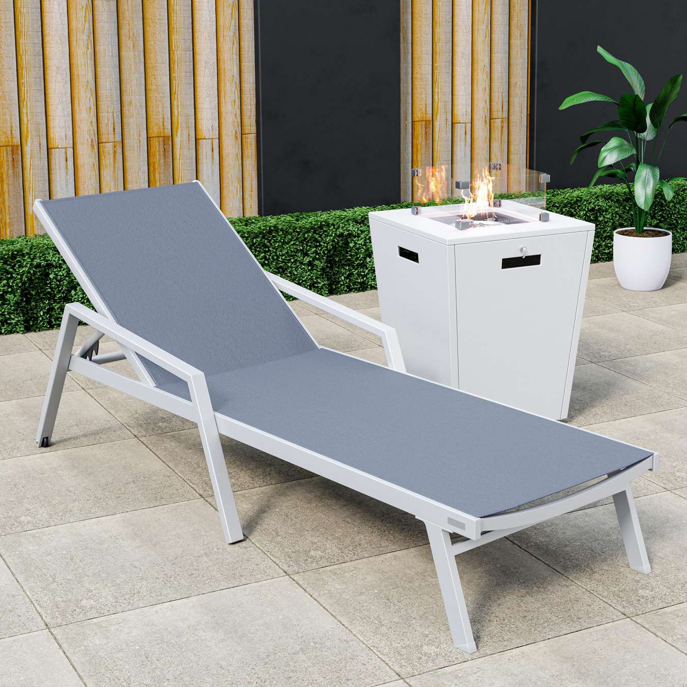 LeisureMod Marlin Modern Grey Aluminum Outdoor Patio Chaise Lounge Chair - MLAGRCF21-77BL | Outdoor Chaise Lounges | Modishstore - 47