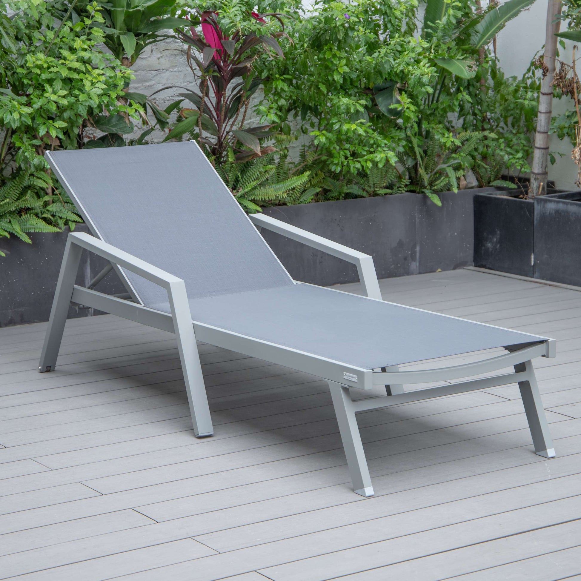 LeisureMod Marlin Modern Grey Aluminum Outdoor Patio Chaise Lounge Chair - MLAGRCF21-77BL | Outdoor Chaise Lounges | Modishstore - 60