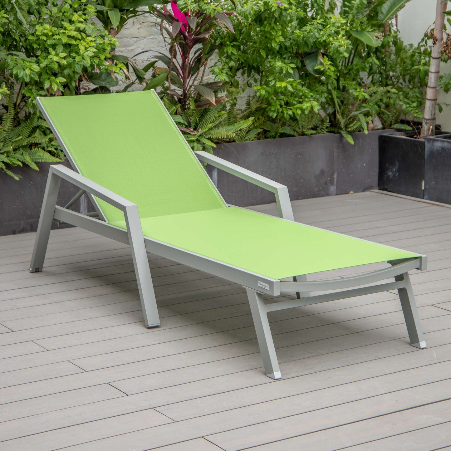 LeisureMod Marlin Modern Aluminum Outdoor Patio Chaise Lounge Chair With Arms Set of 2 - MLAGRCF21-77BL2 | Outdoor Chaise Lounges | Modishstore - 83