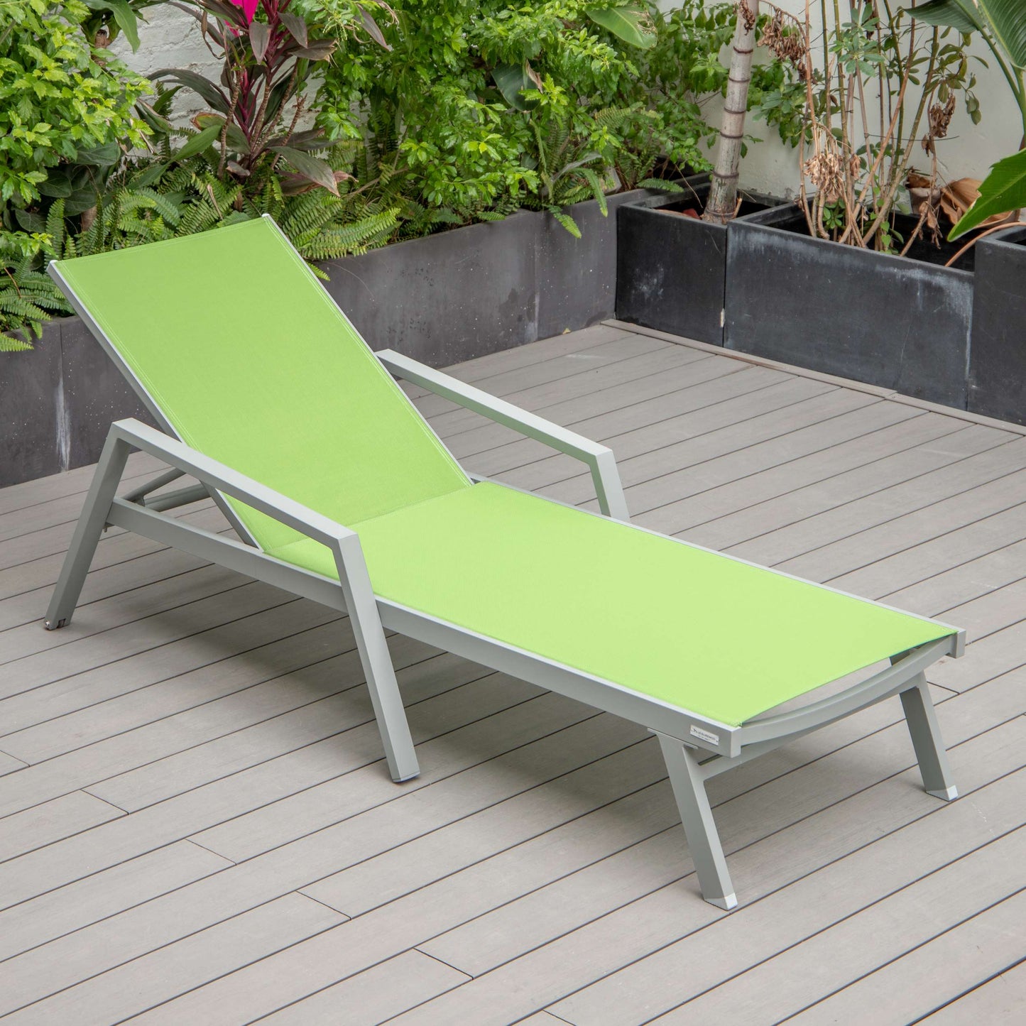 LeisureMod Marlin Modern Grey Aluminum Outdoor Patio Chaise Lounge Chair - MLAGRCF21-77BL | Outdoor Chaise Lounges | Modishstore - 81