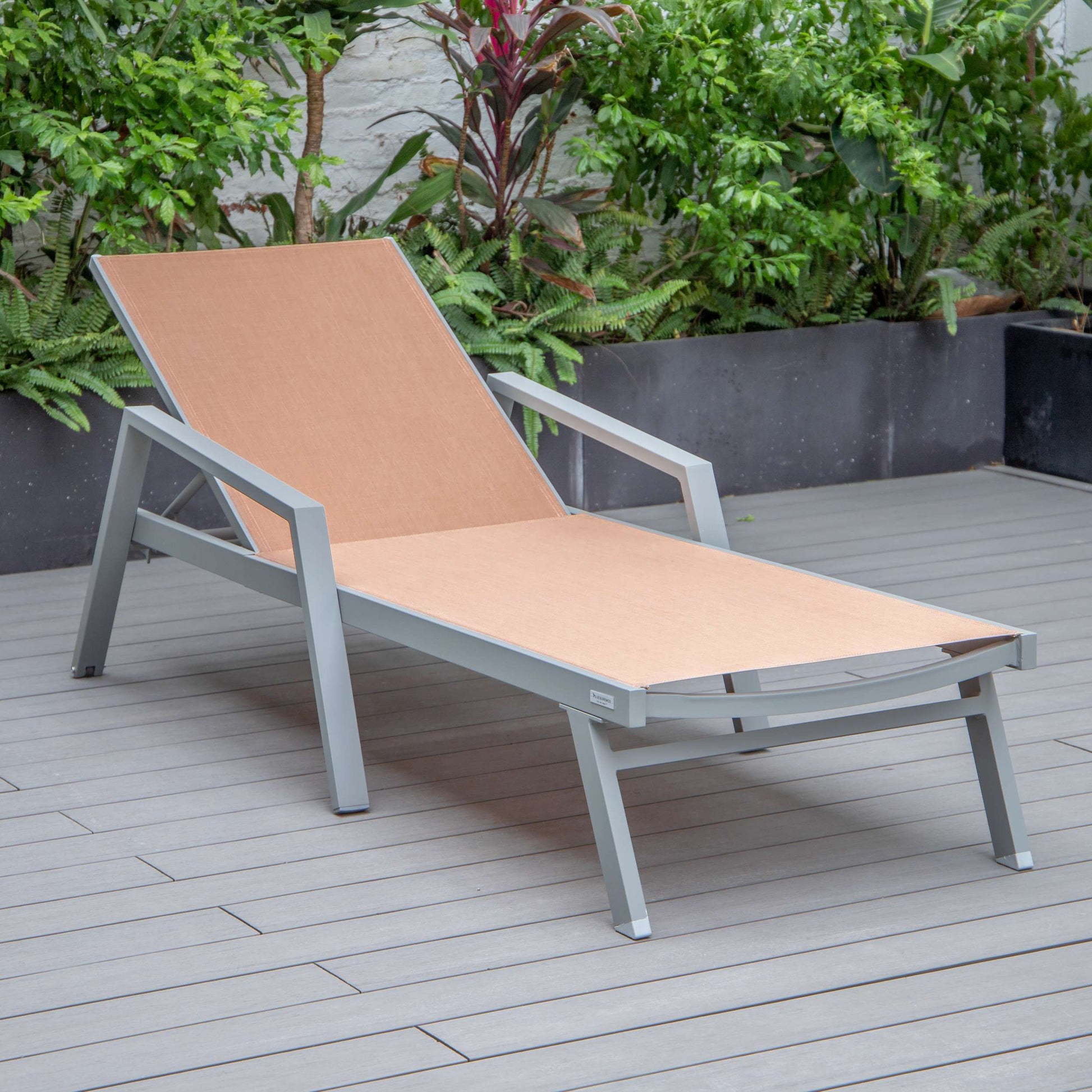 LeisureMod Marlin Modern Grey Aluminum Outdoor Patio Chaise Lounge Chair - MLAGRCF21-77BL | Outdoor Chaise Lounges | Modishstore - 102