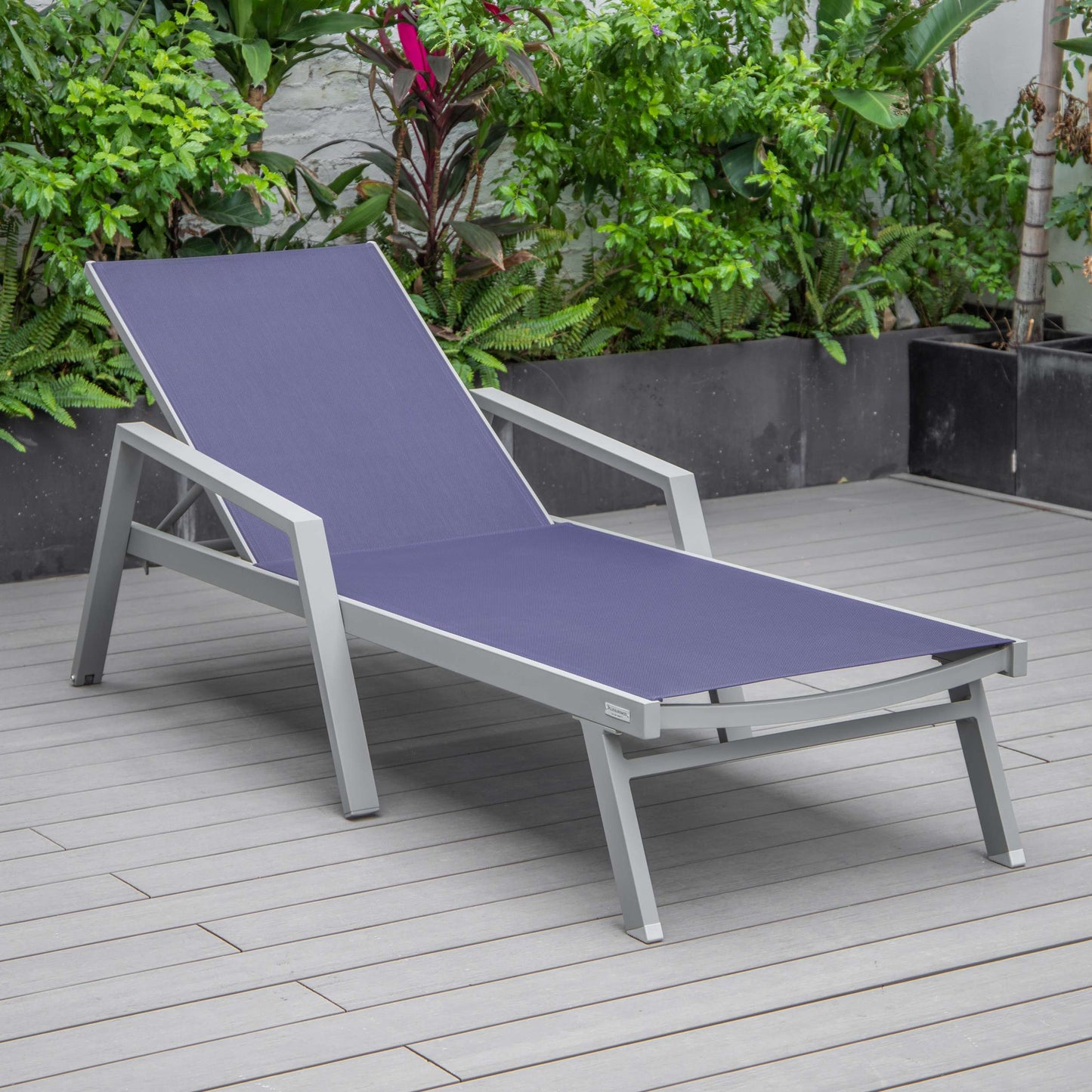 LeisureMod Marlin Modern Aluminum Outdoor Patio Chaise Lounge Chair With Arms Set of 2 - MLAGRCF21-77BL2 | Outdoor Chaise Lounges | Modishstore - 129