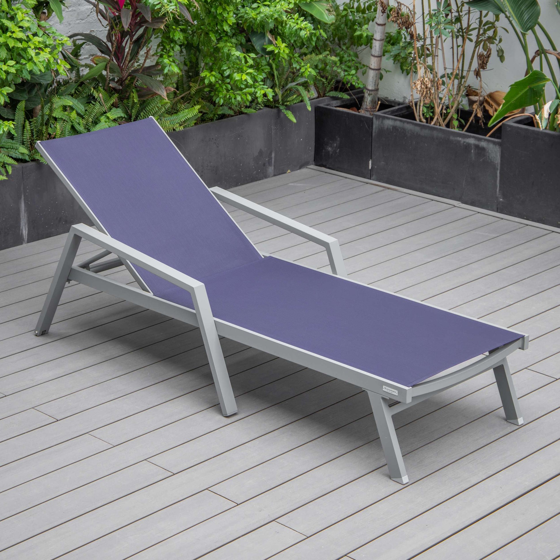 LeisureMod Marlin Modern Aluminum Outdoor Patio Chaise Lounge Chair With Arms Set of 2 - MLAGRCF21-77BL2 | Outdoor Chaise Lounges | Modishstore - 127
