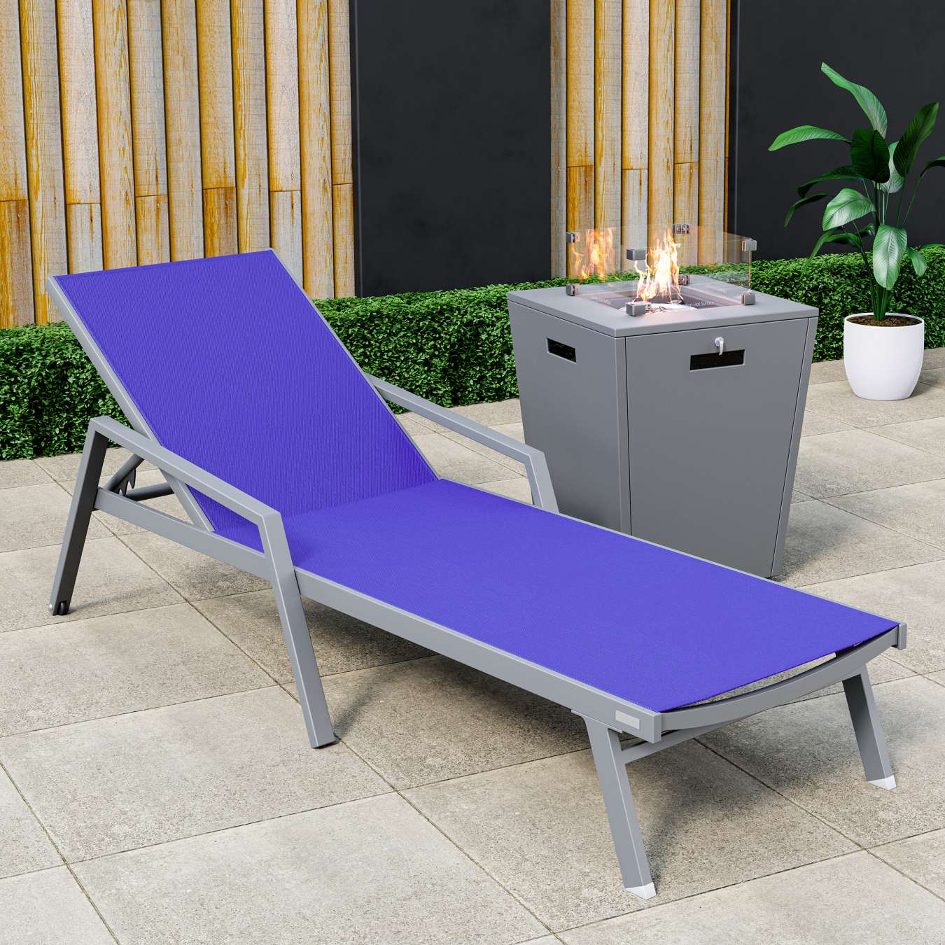 LeisureMod Marlin Modern Grey Aluminum Outdoor Patio Chaise Lounge Chair - MLAGRCF21-77BL | Outdoor Chaise Lounges | Modishstore - 116