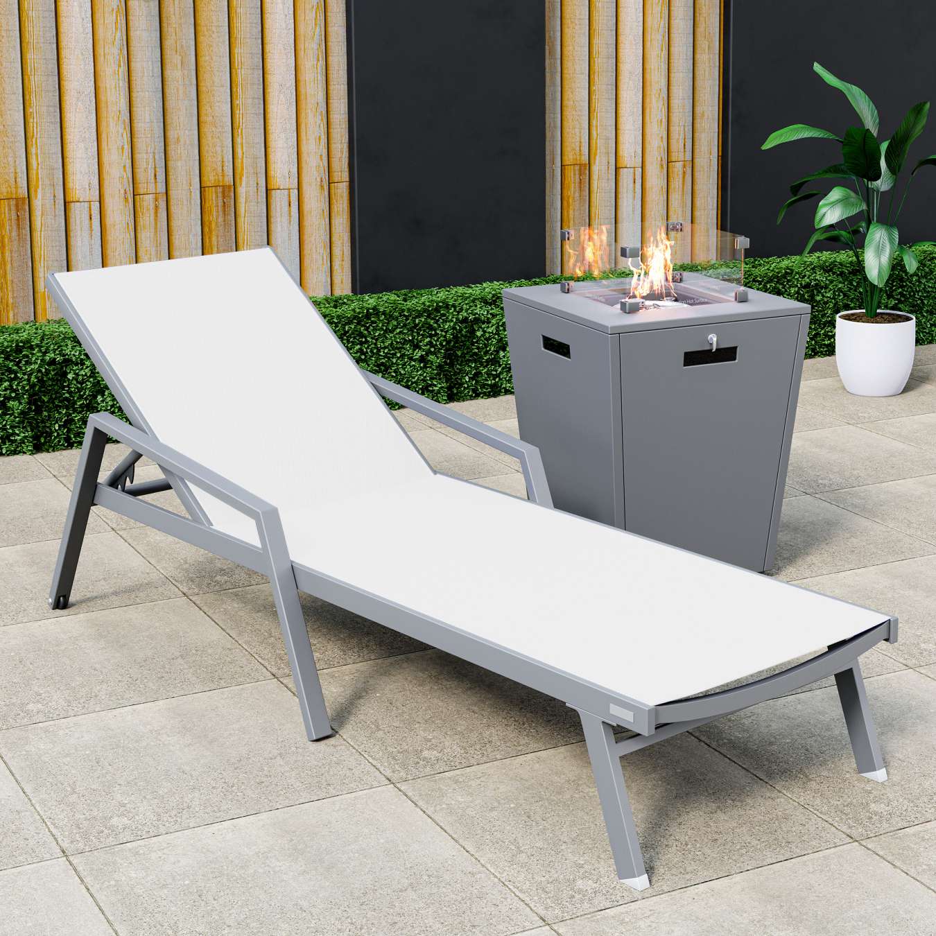 LeisureMod Marlin Modern Grey Aluminum Outdoor Patio Chaise Lounge Chair - MLAGRCF21-77BL | Outdoor Chaise Lounges | Modishstore - 139