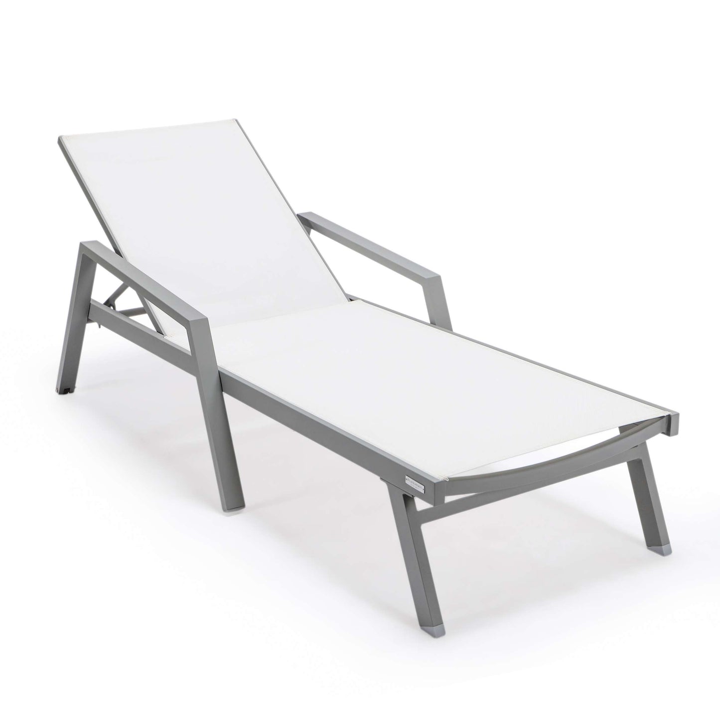 LeisureMod Marlin Modern Grey Aluminum Outdoor Patio Chaise Lounge Chair - MLAGRCF21-77BL | Outdoor Chaise Lounges | Modishstore - 148