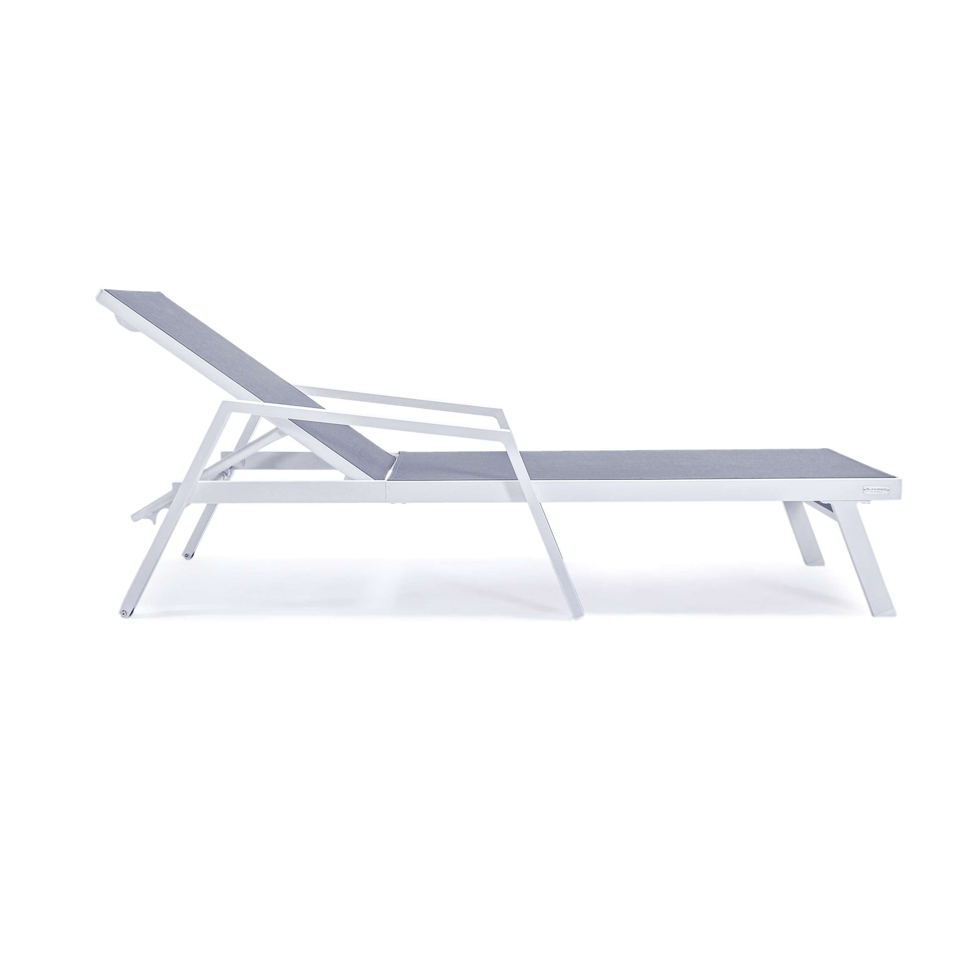 LeisureMod Marlin Patio Chaise Lounge Chair With Armrests in White Aluminum Frame, Set of 2 | Outdoor Chaise Lounges | Modishstore - 28