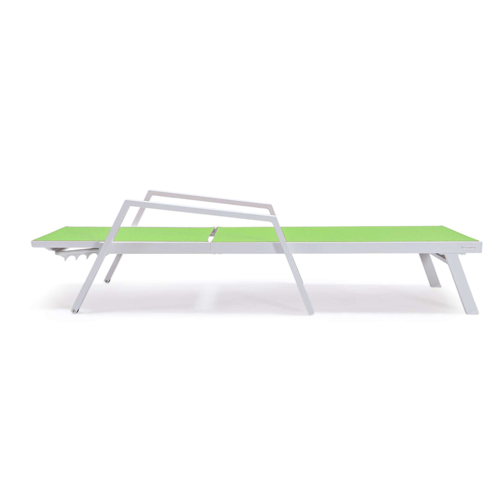 LeisureMod Marlin Patio Chaise Lounge Chair With Armrests in White Aluminum Frame, Set of 2 | Outdoor Chaise Lounges | Modishstore - 50