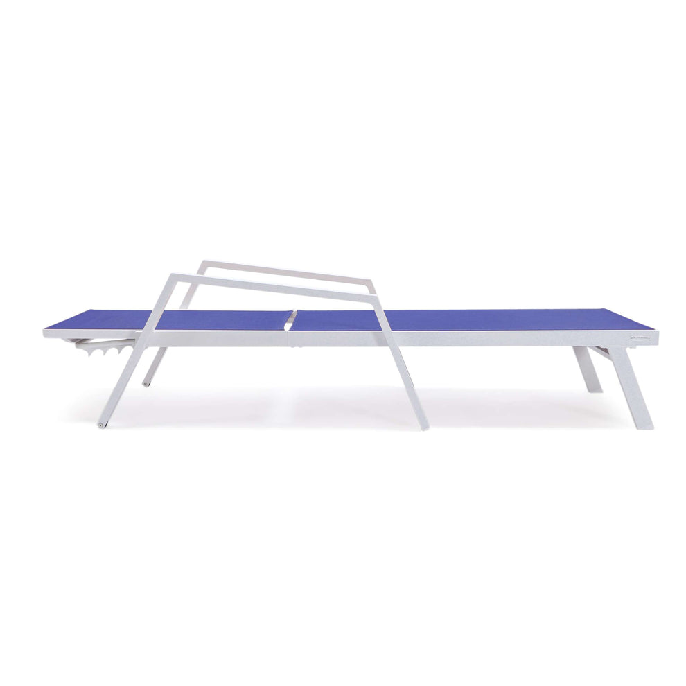 LeisureMod Marlin Patio Chaise Lounge Chair With Armrests in White Aluminum Frame, Set of 2 | Outdoor Chaise Lounges | Modishstore - 97