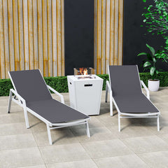 LeisureMod Marlin Modern Aluminum Outdoor Patio Chaise Lounge Chair With Arms Set of 2 - MLAWCF21-77BL2